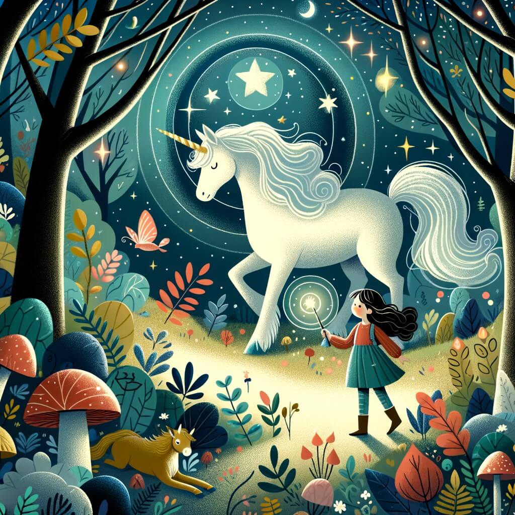 Poney Licorne Magique Dans La Forêt Enchantée : Coloriage Simple Gratuit
