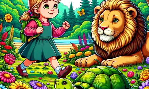 Une illustration pour enfants représentant une petite fille qui découvre la vie en observant les papillons dans un champ.