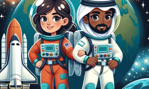 Une illustration pour enfants représentant une femme astronaute qui réalise son rêve en partant en mission dans l'espace, depuis la NASA à Houston.