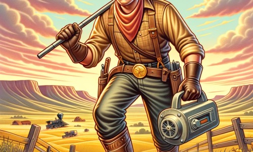 Une illustration pour enfants représentant un courageux cow-boy qui part à la recherche de l'or dans les vastes plaines de l'Ouest américain.