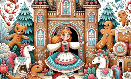 Une illustration pour enfants représentant une princesse farfelue, qui s'ennuie dans son château et décide de partir à l'aventure, dans un royaume enchanté rempli de personnages magiques.