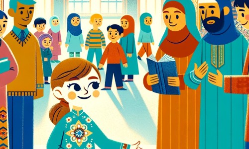 Une illustration destinée aux enfants représentant une petite fille avec une main plus petite que l'autre, qui se retrouve à l'école pour la première fois, où elle fait la rencontre d'autres enfants curieux mais bienveillants, dans une salle de classe colorée et animée.