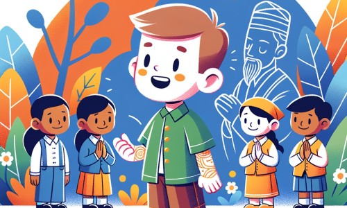 Une illustration destinée aux enfants représentant un petit garçon plein de vie, né sans bras gauche, faisant face à de nouveaux défis dans une école colorée entouré de camarades curieux et bienveillants.