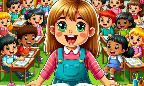 Une illustration pour enfants représentant une petite fille excitée par un voyage scolaire à la campagne où elle découvre la vie à la ferme.