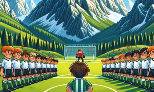 Une illustration pour enfants représentant un petit garçon qui découvre l'importance de l'égalité des sexes à l'école, dans sa classe et sur le terrain de football.