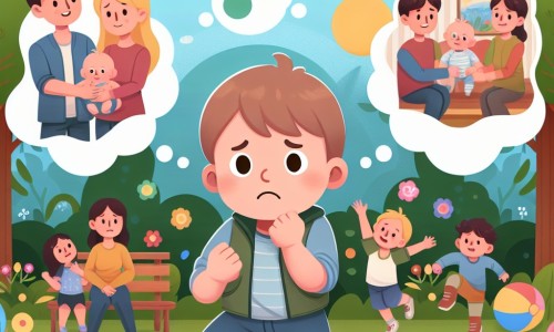 Une illustration destinée aux enfants représentant un petit garçon plein d'énergie, confronté à ses doutes et entouré d'amis et de sa famille aimante, dans un jardin enchanteur rempli de fleurs colorées et de jeux amusants.
